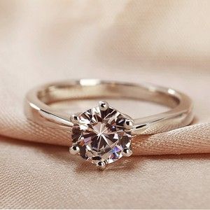鉑金鉆石戒指pt950白金鉆戒女款經典六爪正品1克拉求婚婚戒零售價